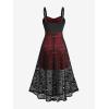ROSE GAL Women Plus Size Gothic Steampunk Halloween Costume Dress Skull Mesh Lace Up Maxi Sleeveless Dress(Red)