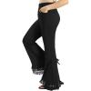ROSE GAL Plus Size Womems High Waisted Stretchy Lace Panel Flare Pants Y2k Pants(Black_1)