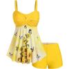 ROSE GAL Plus Size Womens 2 Piece ModestTankini Swimsuit Twist Padded Tummy Control Bathing Suit(Yellow_1)