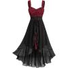 ROSE GAL Women Plus Size Gothic Costume Flocking Floral Lace-up Maxi Sleeveless Tank Dress(Red)