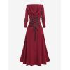 ROSE GAL Women Plus Size Hooded Lace-up Front Zipper High Low Maxi Coat Gothic Longline Coat Overcoat Outwear(Red_1)