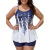 ROSE GAL Plus Size Two Piece Modest Tankini Swimsuit Floral Ombre Tummy Control Bathing Suit for Women(Blue_1)