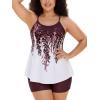 ROSE GAL Plus Size Two Piece Modest Tankini Swimsuit Floral Ombre Tummy Control Bathing Suit for Women(Dark Red_1)