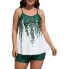 ROSE GAL Plus Size Two Piece Modest Tankini Swimsuit Floral Ombre Tummy Control Bathing Suit for Women(Green_1)