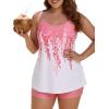 ROSE GAL Plus Size Two Piece Modest Tankini Swimsuit Floral Ombre Tummy Control Bathing Suit for Women(Pink_1)