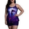 ROSE GAL Plus Size Women Gothic Tummy Control Modest Tankini Swimsuit Mermaid Padded Two Piece Bathing Suit(Purple_1)