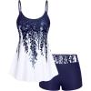 ROSE GAL Plus Size Two Piece Modest Tankini Swimsuit Floral Ombre Tummy Control Bathing Suit for Women(Blue_1)