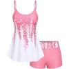 ROSE GAL Plus Size Two Piece Modest Tankini Swimsuit Floral Ombre Tummy Control Bathing Suit for Women(Pink_1)