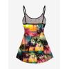 ROSE GAL Women Plus Size Hawaii Two Piece Tankini Swimsuit Set 3D Glitter Mermaid Print Padded Swimwear(Black_2)