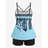 ROSE GAL Rosegal Women Plus Size Modest Tankini Swimsuit Boyleg Swimwear Tummy Boyshorts Bathing(Blue_1)