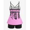 ROSE GAL Rosegal Women Plus Size Modest Tankini Swimsuit Boyleg Swimwear Tummy Boyshorts Bathing(Pink_1)