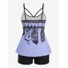 ROSE GAL Rosegal Women Plus Size Modest Tankini Swimsuit Boyleg Swimwear Tummy Boyshorts Bathing(Purple_2)