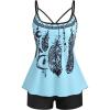 ROSE GAL Rosegal Women Plus Size Modest Tankini Swimsuit Boyleg Swimwear Tummy Boyshorts Bathing(Blue_1)
