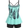 ROSE GAL Rosegal Women Plus Size Modest Tankini Swimsuit Boyleg Swimwear Tummy Boyshorts Bathing(Green_100)