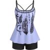 ROSE GAL Rosegal Women Plus Size Modest Tankini Swimsuit Boyleg Swimwear Tummy Boyshorts Bathing(Purple_2)