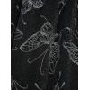 ROSE GAL Plus Size Women 2pcs Cocktail Dress Set Party Wedding Semi Formal Chiffon Cape and Butterfly Cami Dress(Black)