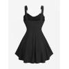 ROSE GAL Women Plus Size Elegant Summer Babydoll Tank Top Ruffles Knot Backless Flowy Plisse Top(Black_1)