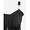 ROSE GAL Women Plus Size Elegant Summer Babydoll Tank Top Ruffles Knot Backless Flowy Plisse Top(Black_1)