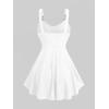 ROSE GAL Women Plus Size Elegant Summer Babydoll Tank Top Ruffles Knot Backless Flowy Plisse Top(White_1)