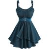 ROSE GAL Women Plus Size Elegant Summer Babydoll Tank Top Ruffles Knot Backless Flowy Plisse Top(Green_1)