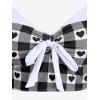 ROSE GAL Women Plus Size Retro Bikini Gingham Two Piece Swimsuit with Skirt Halter Tummy Control Bathing Suit(Black)