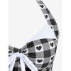 ROSE GAL Women Plus Size Retro Bikini Gingham Two Piece Swimsuit with Skirt Halter Tummy Control Bathing Suit(Black)