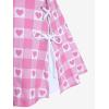 ROSE GAL Women Plus Size Retro Bikini Gingham Two Piece Swimsuit with Skirt Halter Tummy Control Bathing Suit(Pink)