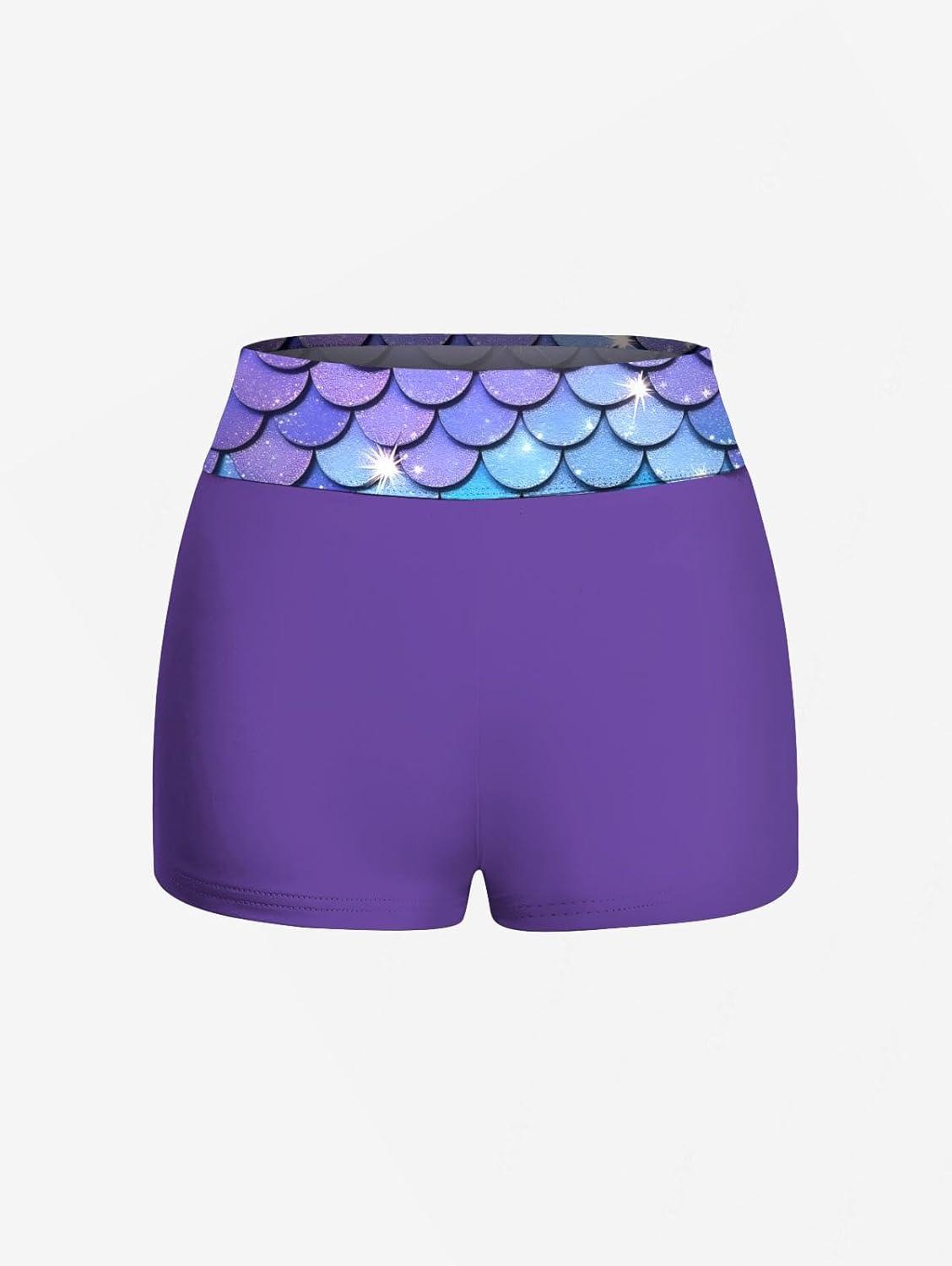 image:imageROSE GAL Women Plus Size Two Piece Modest Tankini Swimsuit 3D Mermaid Print Halter Tummy Control Bathing SuitPurple1