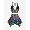 ROSE GAL Women Plus Size Tribal Mandala Print Bikini Two Piece Swimsuit with Skirt Tummy Control Bathing Suit(Light Purple)