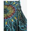 ROSE GAL Women Plus Size Tribal Mandala Print Bikini Two Piece Swimsuit with Skirt Tummy Control Bathing Suit(Sky Blue)