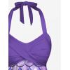 ROSE GAL Women Plus Size Two Piece Modest Tankini Swimsuit 3D Mermaid Print Halter Tummy Control Bathing Suit(Purple_1)