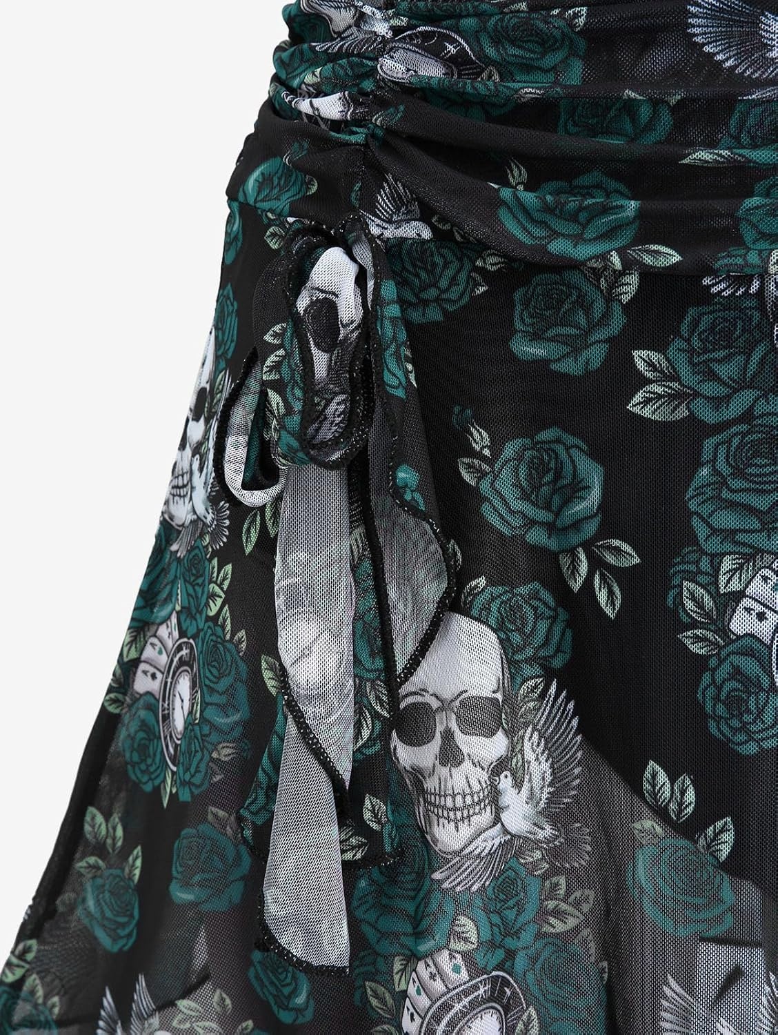 image:imageROSE GAL Women Plus Size Gothic High Waisted Bikini Two Piece Swimsuit with Skirt Tummy Control Bathing SuitPeacock Green