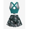 ROSE GAL Women Plus Size Gothic High Waisted Bikini Two Piece Swimsuit with Skirt Tummy Control Bathing Suit(Peacock Green)