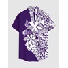 ROSE GAL Matchable Couples Hawaiian Men Shirt and Women Cold Shoulder Crisscorss Short Sleeves Midi Dress(Men/Purple)