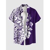 ROSE GAL Matchable Couples Hawaiian Men Shirt and Women Cold Shoulder Crisscorss Short Sleeves Midi Dress(Men/Purple)