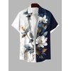 ROSE GAL Matchable Couples Hawaiian Men Shirt and Women Cold Shoulder Crisscorss Short Sleeves Midi Dress(Men/White)