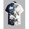 ROSE GAL Matchable Couples Hawaiian Men Shirt and Women Cold Shoulder Crisscorss Short Sleeves Midi Dress(Men/White)